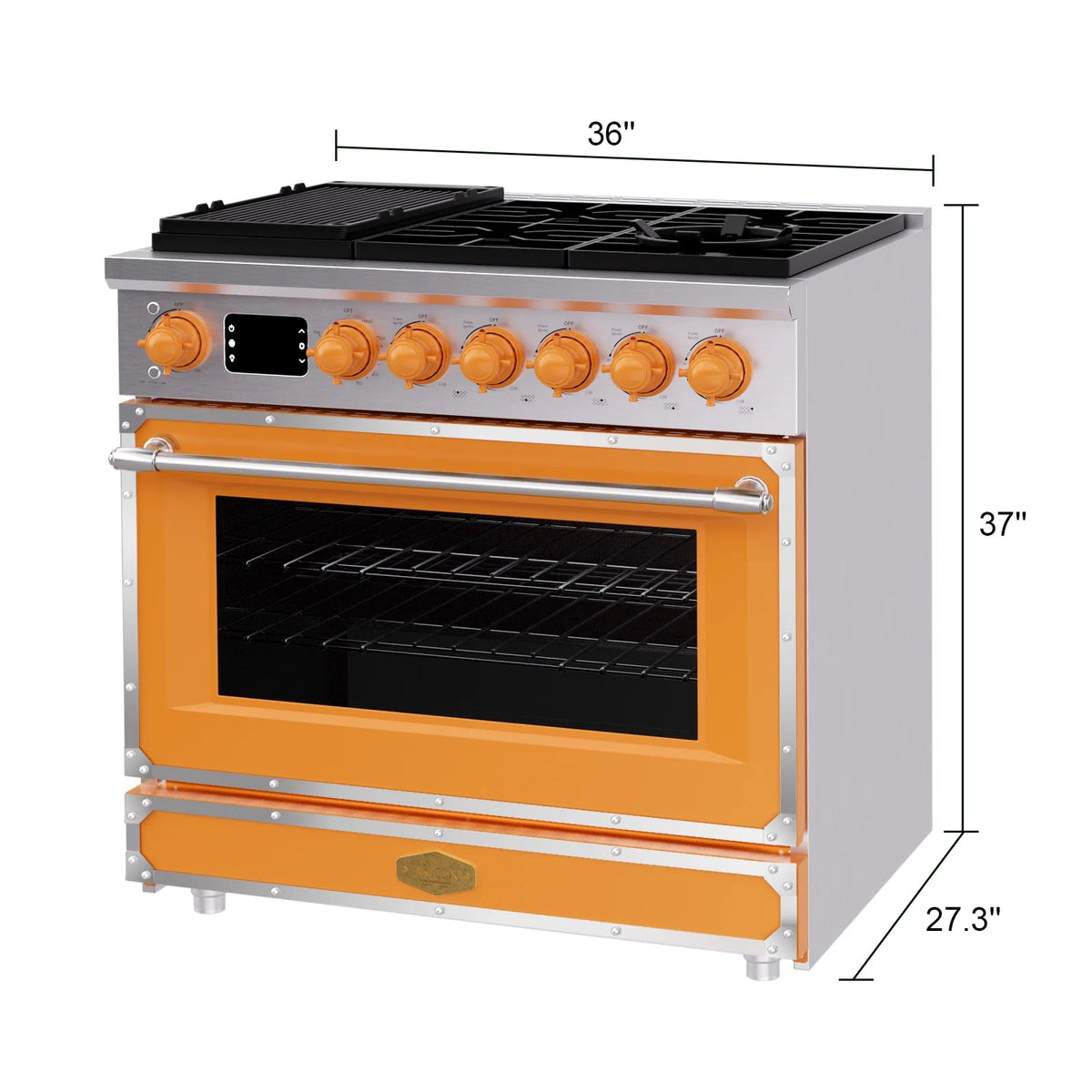 Akicon 48 Inch Freestanding Gas Range with 8 Sealed Burners Cooktop, 6.7 Cu.Ft. Dual Zone Capacity, Natural Gas/LP Convertible-BSGBGGA1