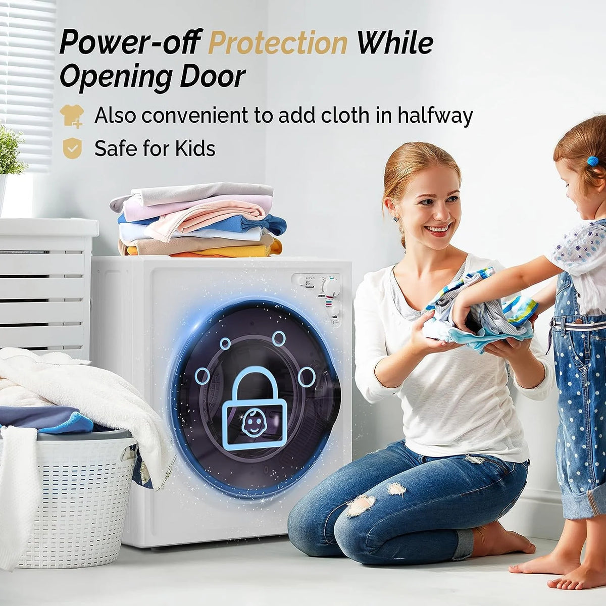 VINGLI 110 V Electric Compact Front Load Tumble Portable Clothes Dryer