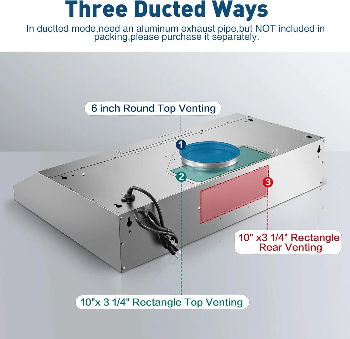 Under Cabinet Range Hood,Range Hood 30 inch Under Cabinet Stainless Steel Brushed,Ductless Range Hood Alterable to Ducted Ventilation,Stove Hood and Oven Vent Hood for Kitchen Cabinet