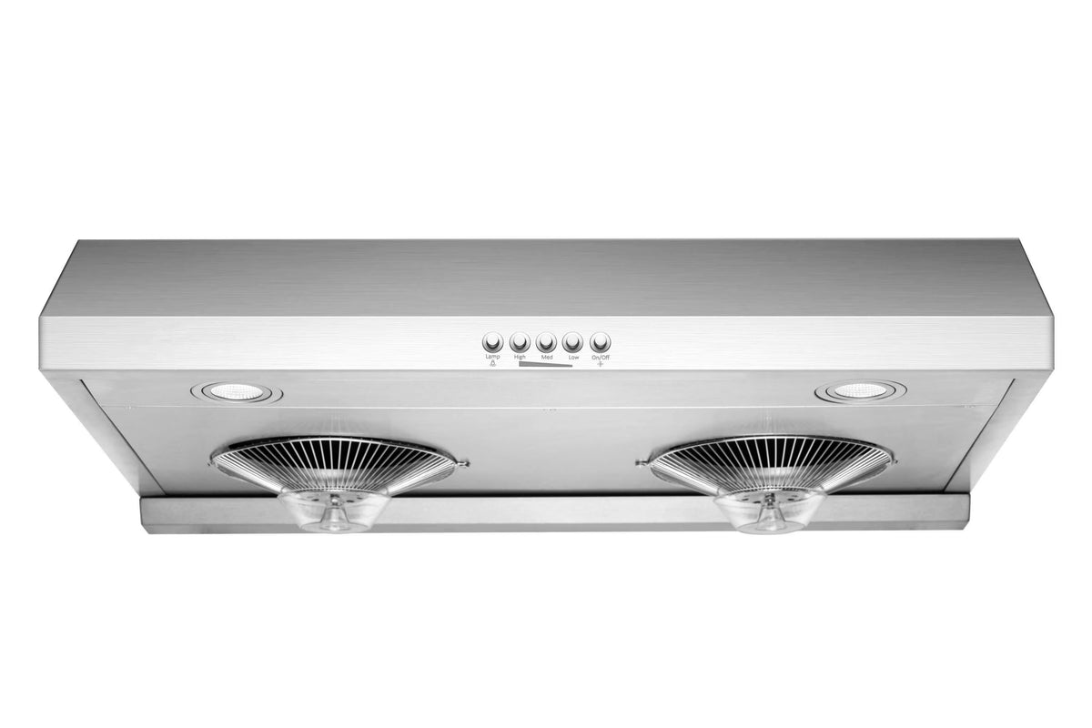 Hauslane Chef Series C100 30-inch Under Cabinet Range Hood, Stainless Steel, Energy Efficient LED, 6 Inch Duct