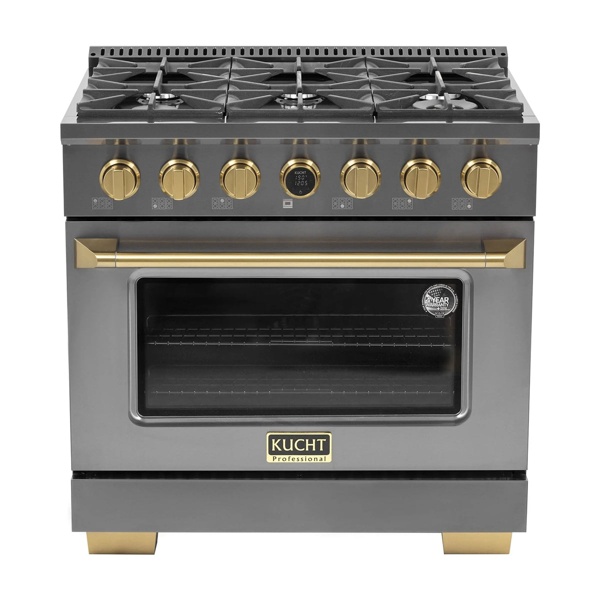 36 in. 5.2 cu. ft. Dual Fuel Range for Propane Gas in Titanium Stainless.