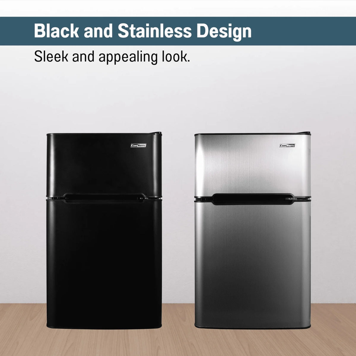 Conserv 19" BLACK Compact 2 Door Mini Refrigerator 3cf Reversible Door 110V