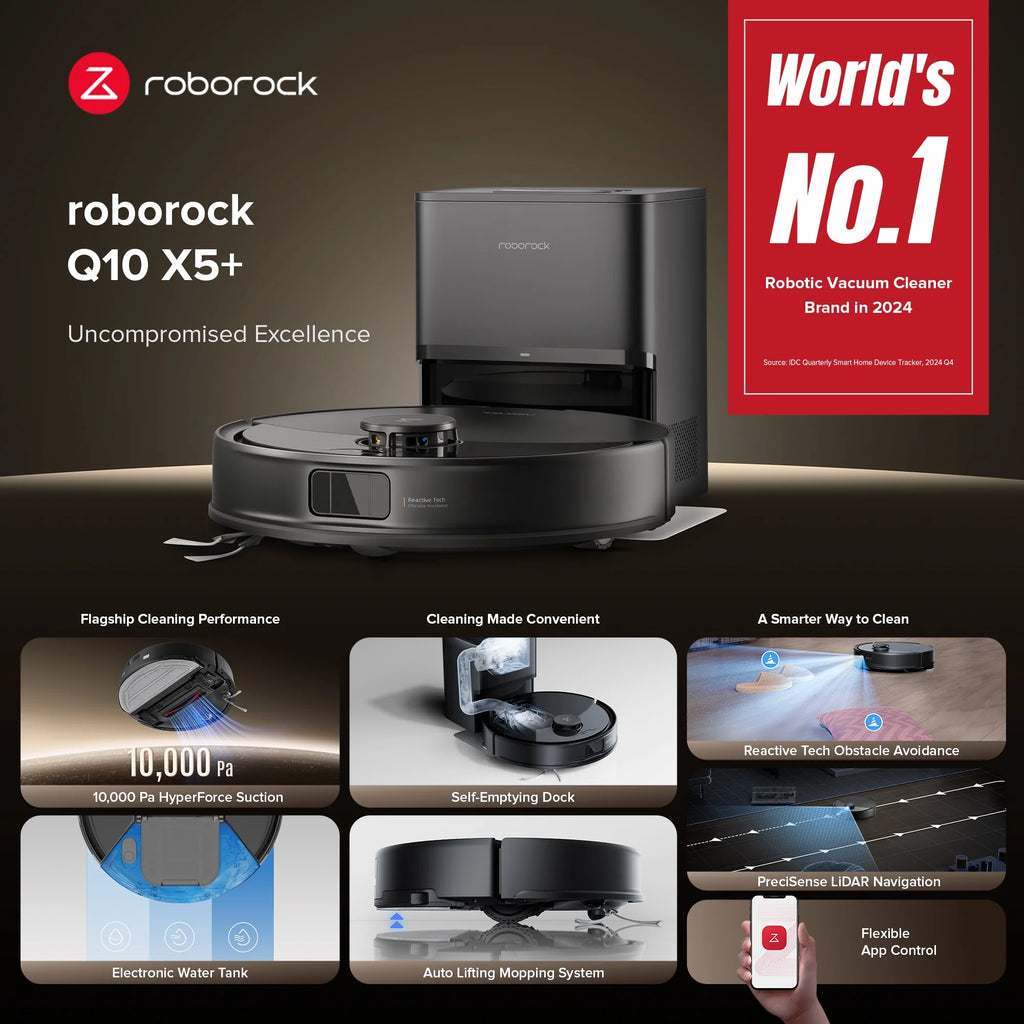 (Upgraded from Q5 Pro)Roborock Q10 X5 Robot Vacuum and Mop, Self-Emptying, Hands-Free Cleaning for up to 7 Weeks, 10,000Pa Suction, Obstacle Avoidance, LiDAR Navigation, No-Go Zones