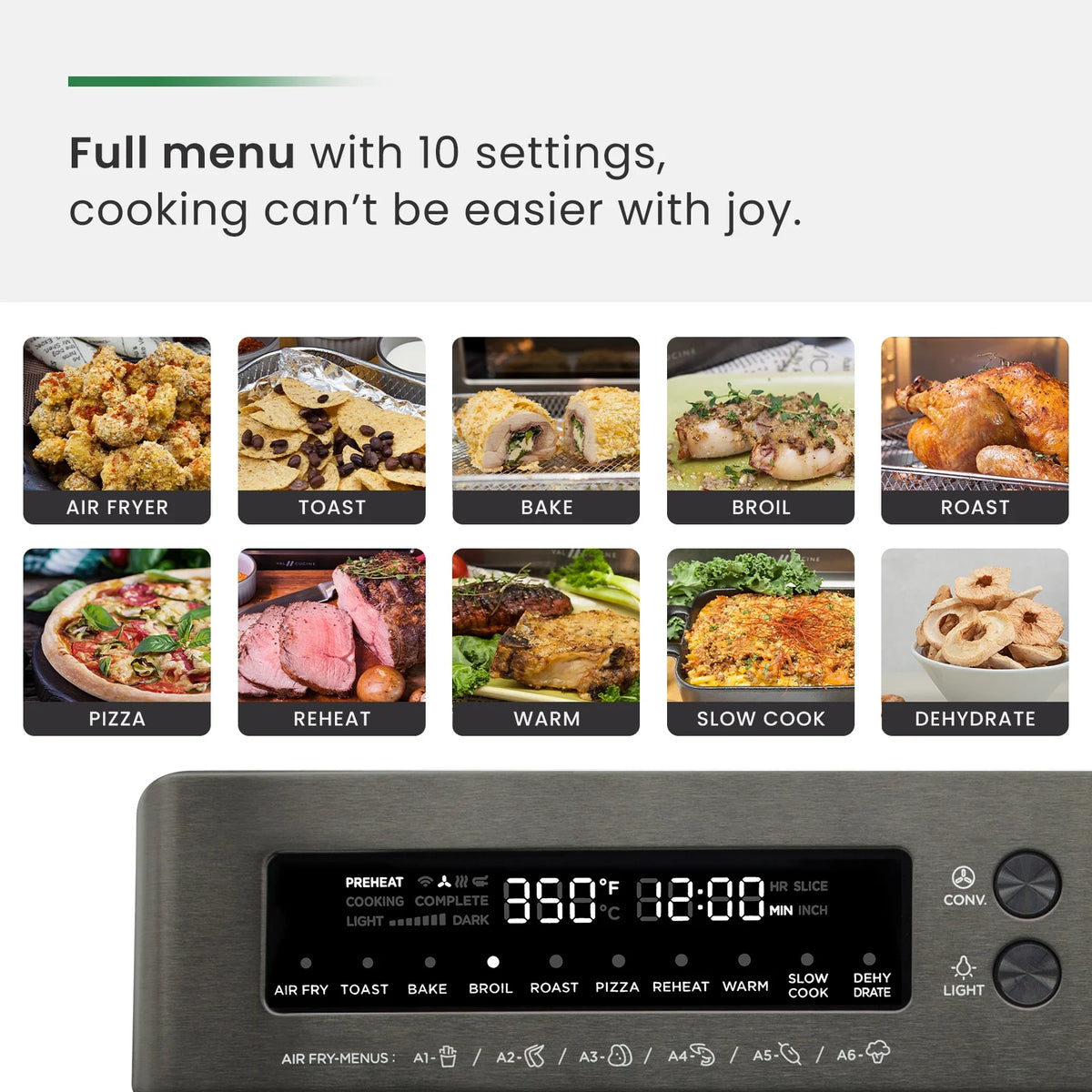 VAL CUCINA 10-IN-1 AIR FRYER TOASTER OVEN -  BRUSHED STAINLESS STEEL