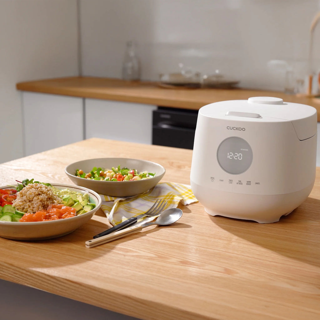 CUCKOO Rice Cooker 12 Cups Cooked Warmer with Nonstick Pot 13 Menu Options and Micom Fuzzy Logic Tech with Auto Clean Feature in Gray