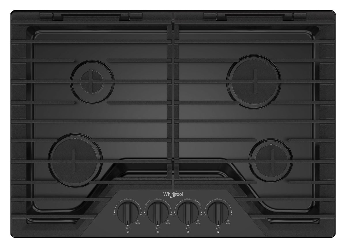 Whirlpool 30 Inch Gas Cooktop, 4 Burner in black WCGK5030PB