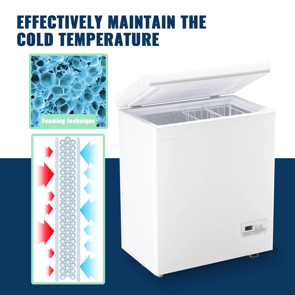 DEMULLER Deep Chest Freezer Freezers with Two Storage Baskets Ultra-Low Temperature Black 79-B-1