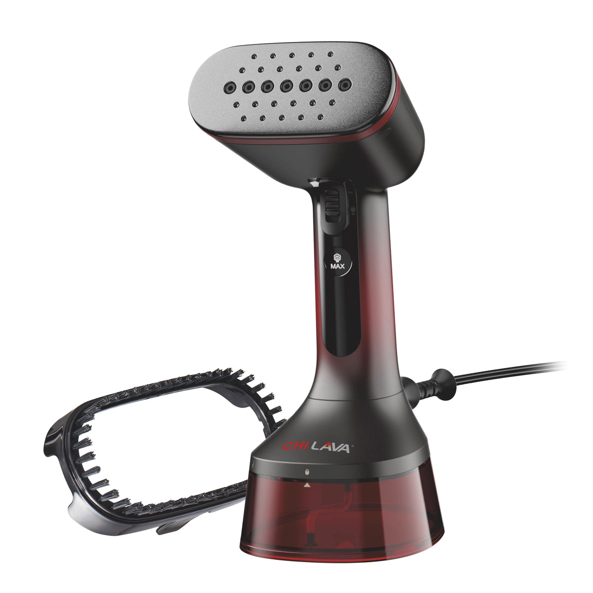 CHI LAVA Ceramic Plate Garment Steamer for Clothes with Fabric Brush, 2 Steam Modes, 1600 Watts, Red