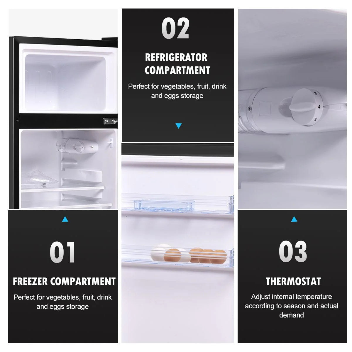 Giantex Compact Refrigerator, 3.4 cu. ft. Mini Cooler Fridge, Freestanding Fridge w/Adjustable Thermostat, Black