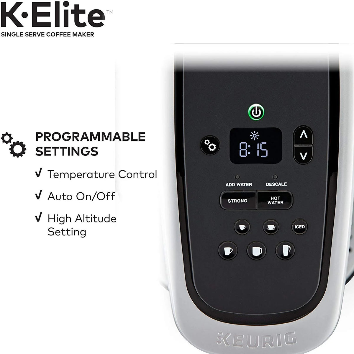 Keurig K-Elite Coffee Maker, Single Serve K-Cup Pod Coffee Brewer, With Iced Coffee Capability, Brushed Silver