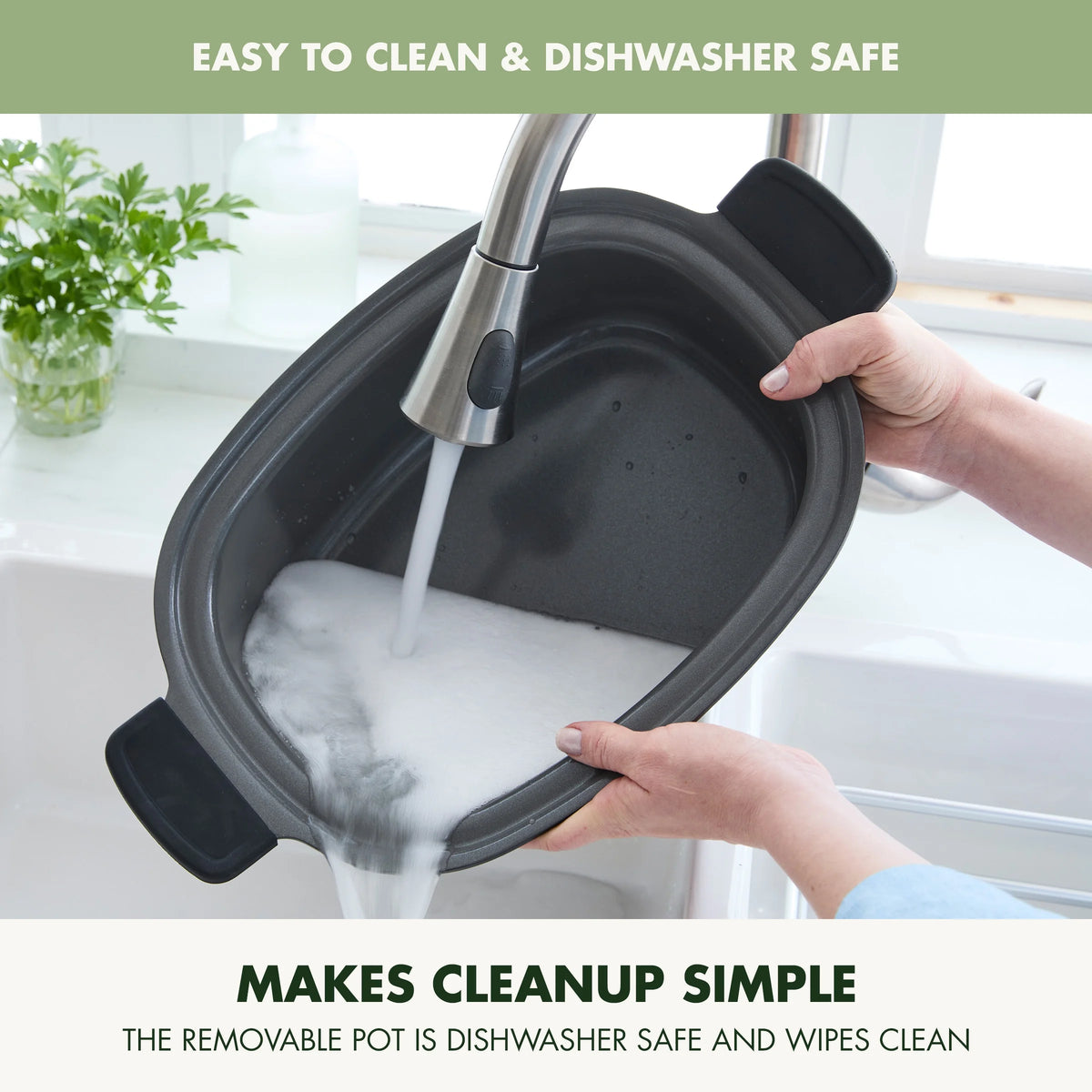 GreenPan 6-Quart, 14-in-1 Slow Cooker, Family Size, Ceramic Nonstick, Dishwasher Safe Parts, Black