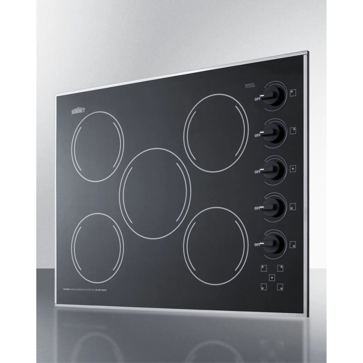 27" wide 5-burner radiant cooktop made in the USA in smooth black ceramic glass finish