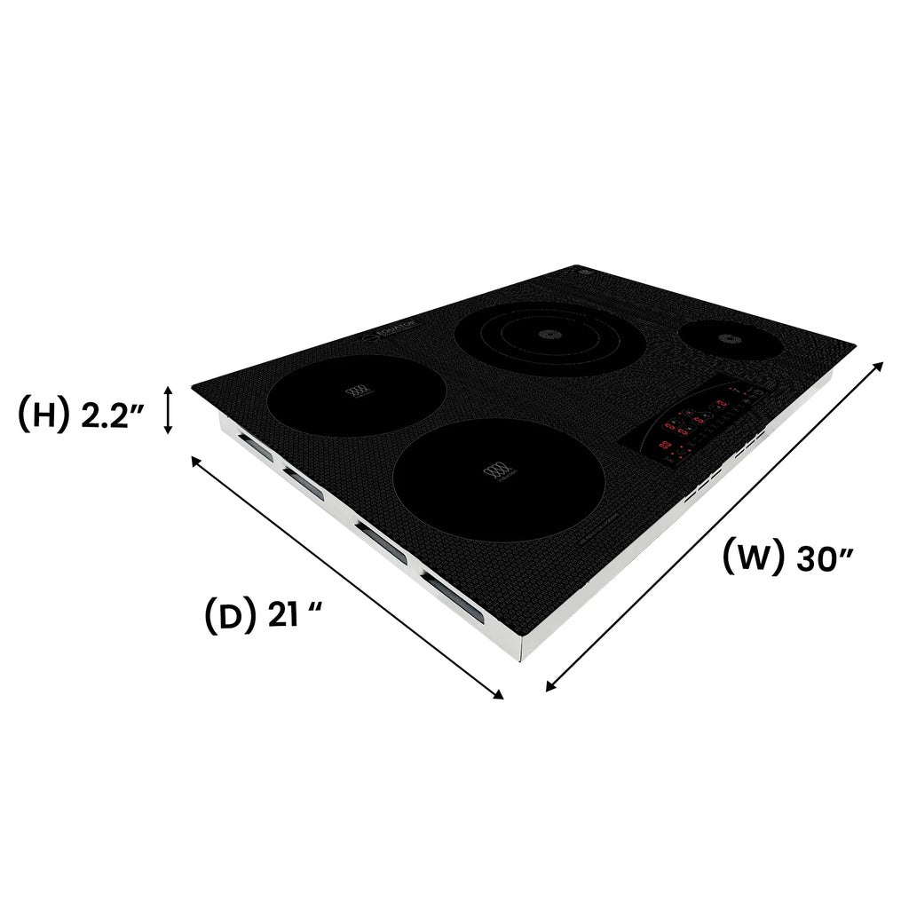 Equator 30" Electric Hybrid CERAMIC-INDUCTION 4 Burner Cooktop 9 Power 220V