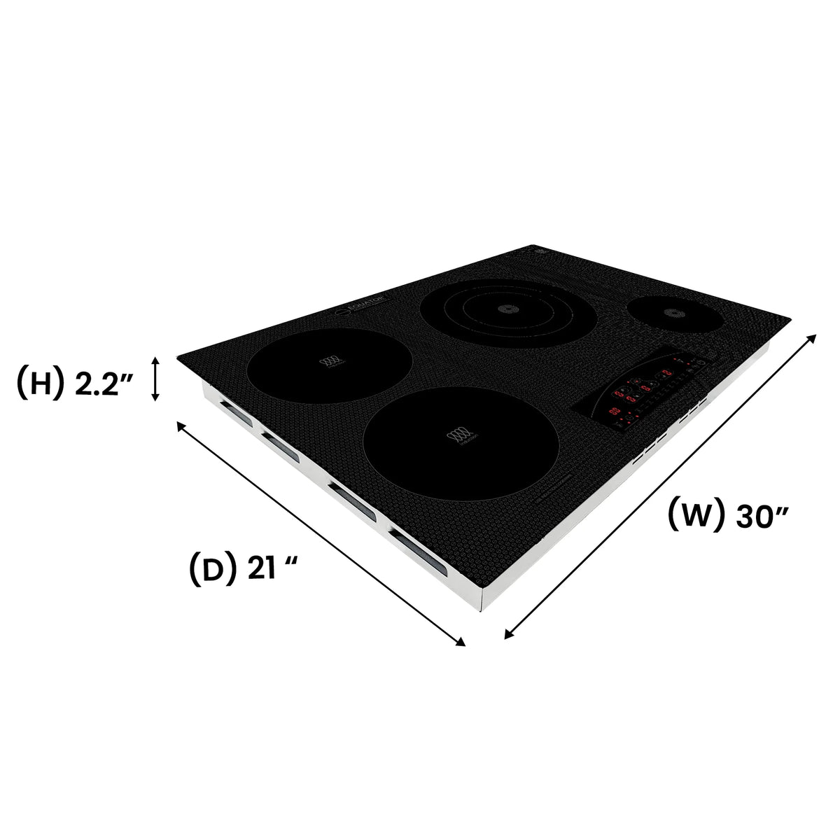 Equator 30" Electric Hybrid CERAMIC-INDUCTION 4 Burner Cooktop 9 Power 220V