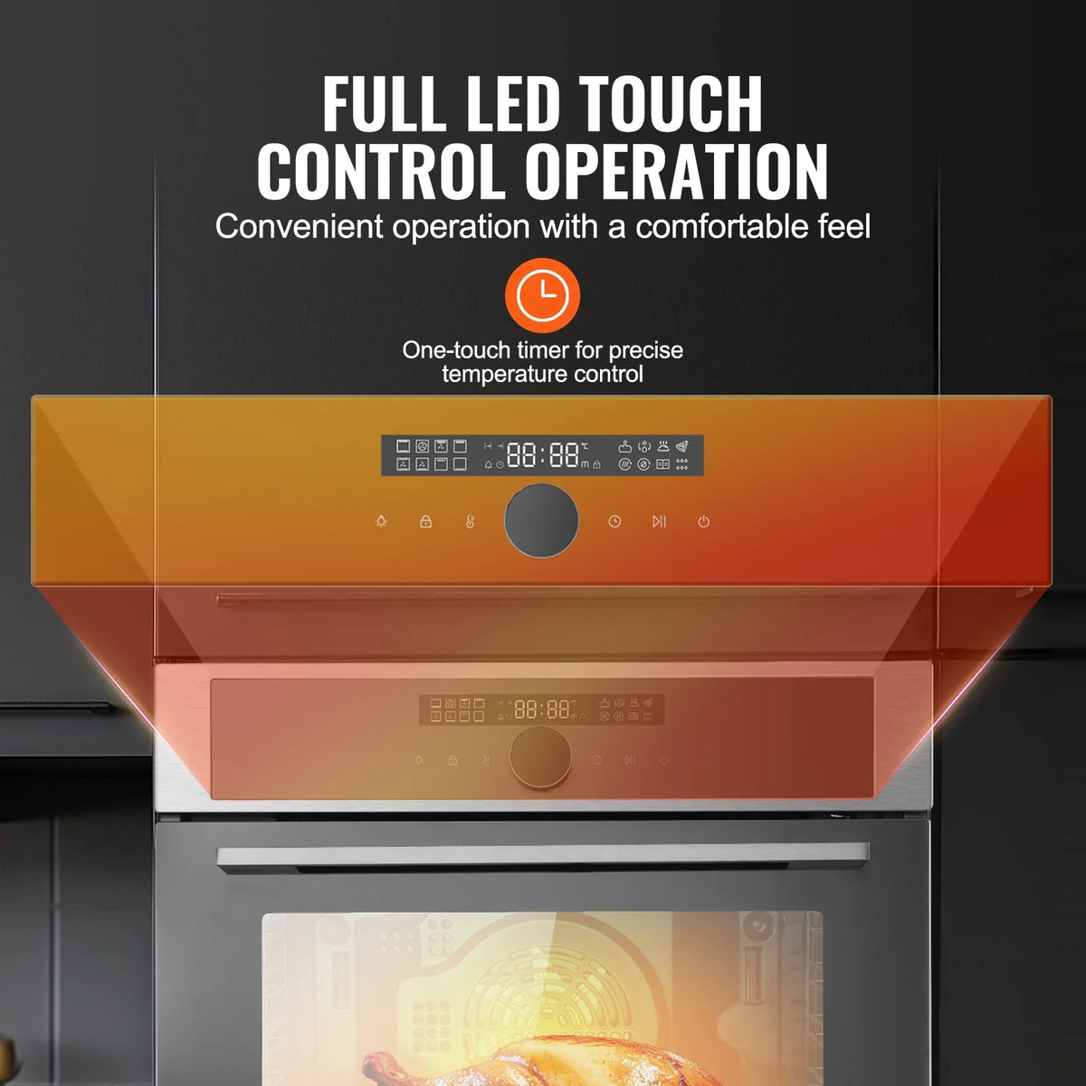 KFFKFF Solo Wall Oven, 24" Electrically Integrated Wall Oven with 16 Culinary Functions, 2.68 Cu.Ft Electric Wall Ovens with Timing Device, 3150W Electric Oven inclusive of Baking Rack and Tray
