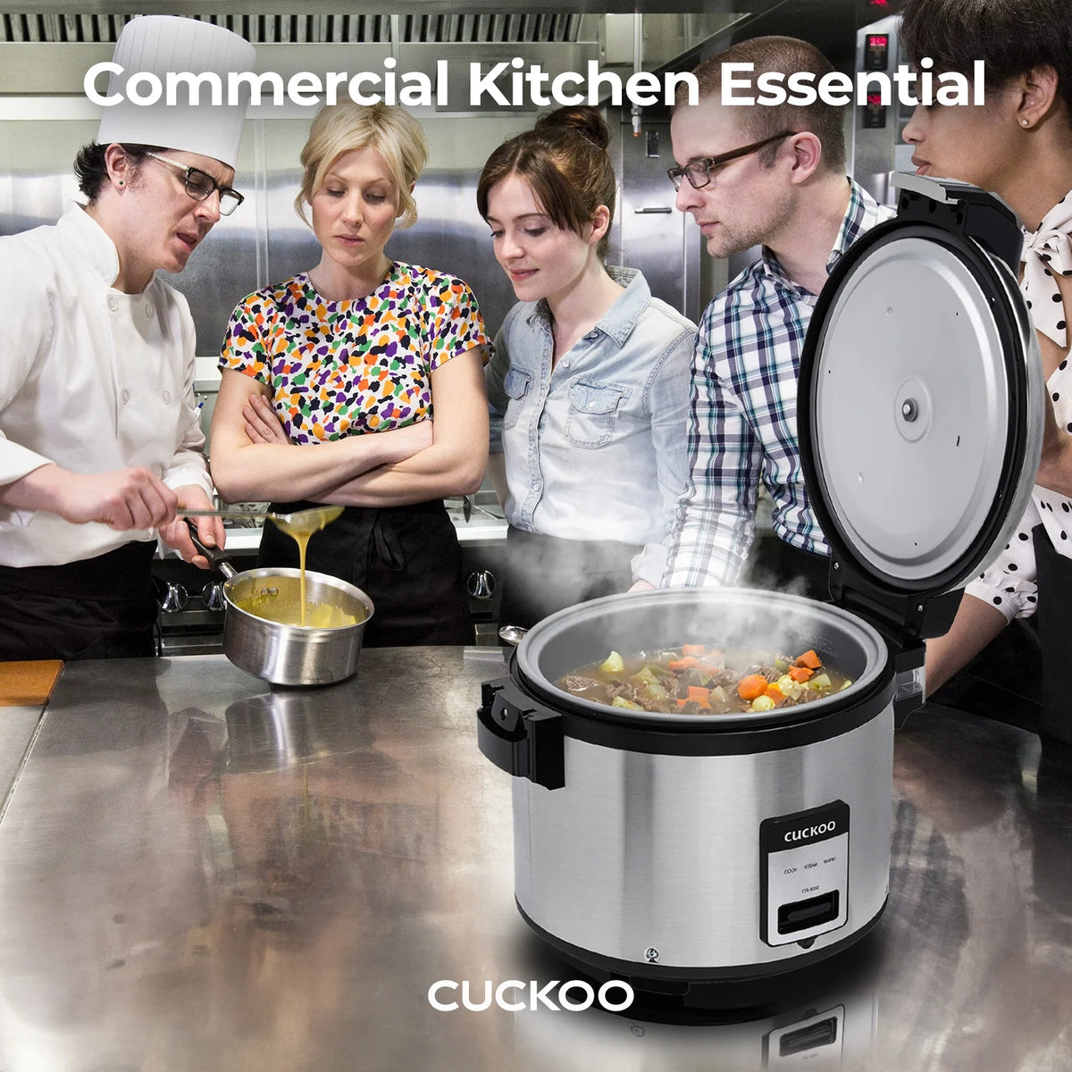 CUCKOO 60 Cups Cooked XL Rice Cooker Warmer with Nonstick Pot Easy Switch Start Silver/Black (CR-3055)