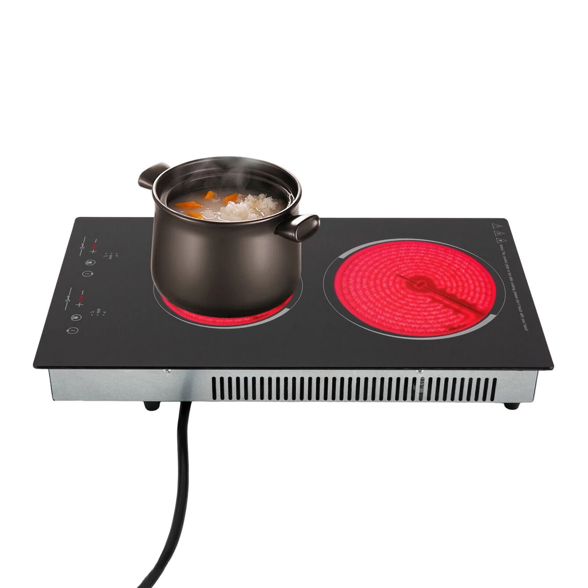 Miumaeov Commercial Electric Ceramic Cooktop 2 Burners Cooking Stove Touch Control Cooker 1500W 140-482?��F