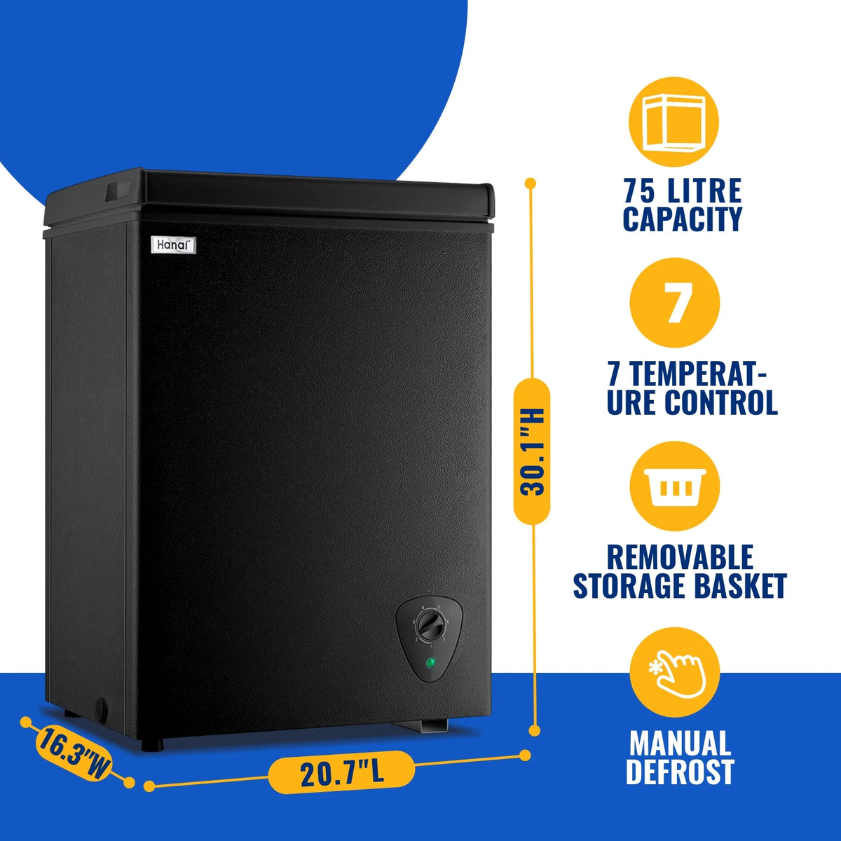 WANAI 5.0 Cu.ft Compact Freezer, Fast Cooling, Top Door Design, Energy-Efficient Deep Freezer White