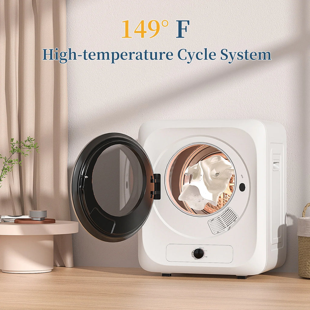 Zynkez Portable Clothes Dryer,1.6 Cu.ft.,110V Electric Compact Laundry Dryer with Stainless Steel Tub for Apartments, Dorms, RVs (White)