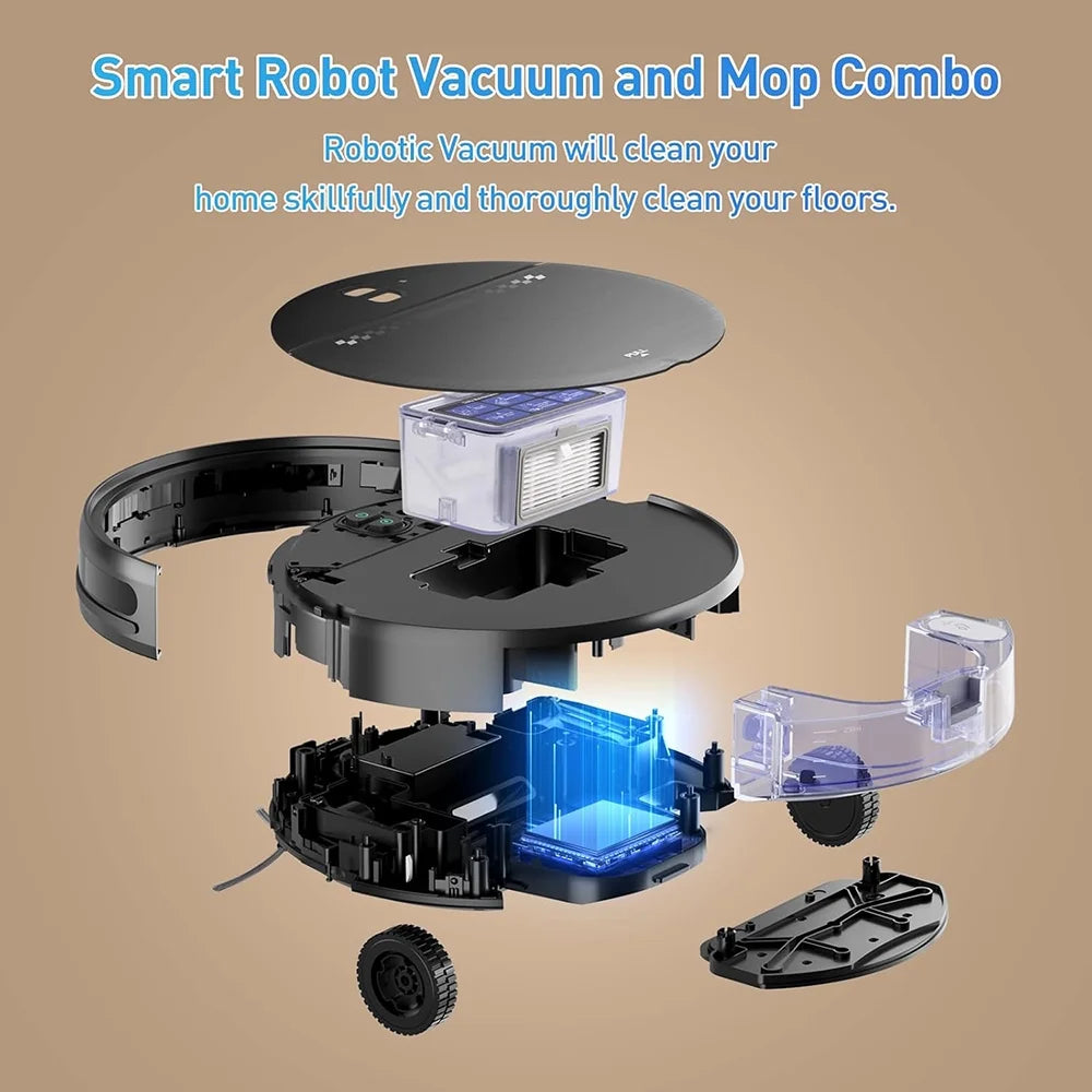 MANVN Robot Vacuum and Mop Combo, 2 in1 with Schedule, Wi-Fi/App, 2300Pa Max Suction
