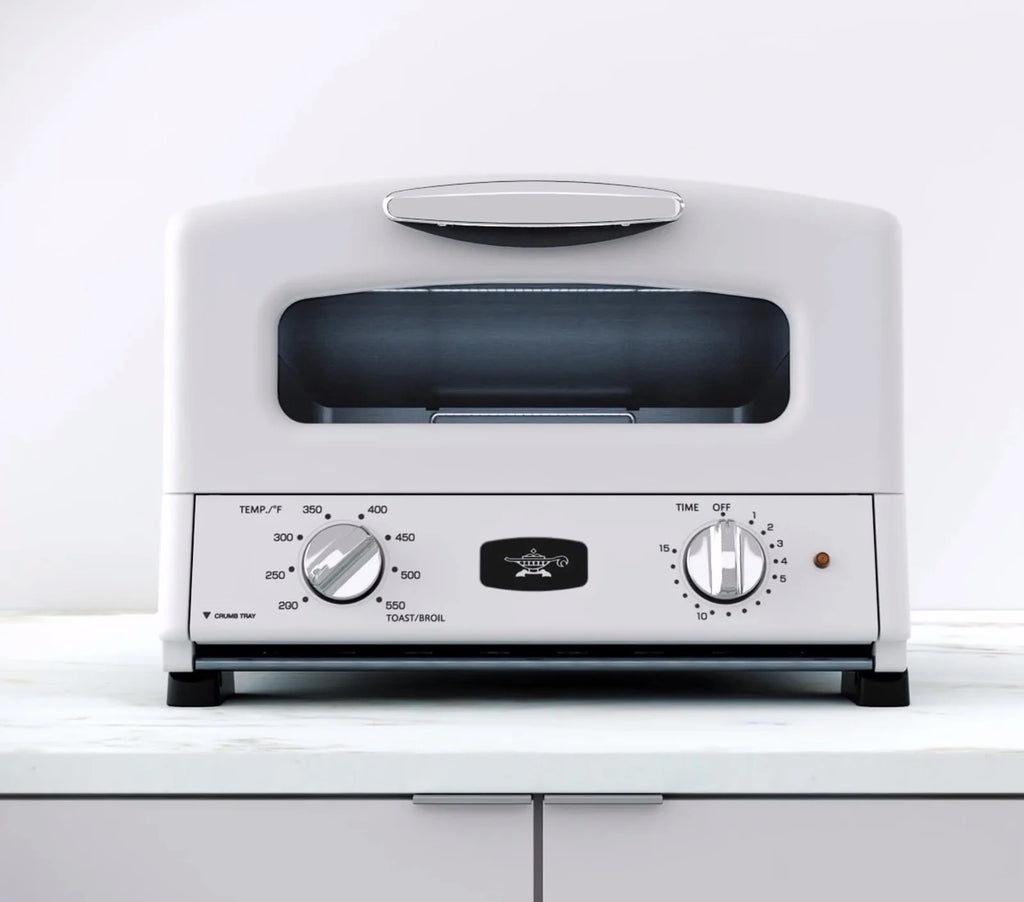 Sengoku SET-G16A(W) HeatMate Graphite Compact Countertop Toaster Oven with 4 Non-Stick Pans for Toasting and Baking, 120 Volt, Eggshell White