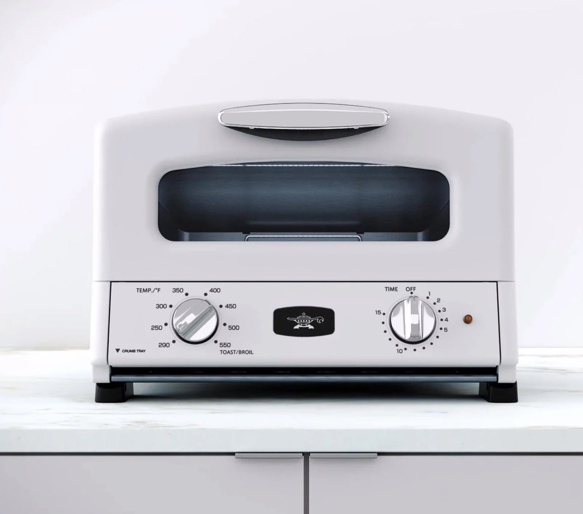 Sengoku SET-G16A(W) HeatMate Graphite Compact Countertop Toaster Oven with 4 Non-Stick Pans for Toasting and Baking, 120 Volt, Eggshell White