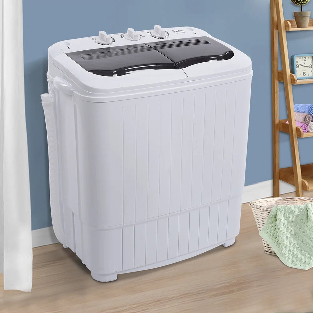 Compact Twin Tub with Built-in Drain Pump XPB35-188S 14.3(7.7 6.6)lbs Semi-automatic Gray Cover Washing Machine