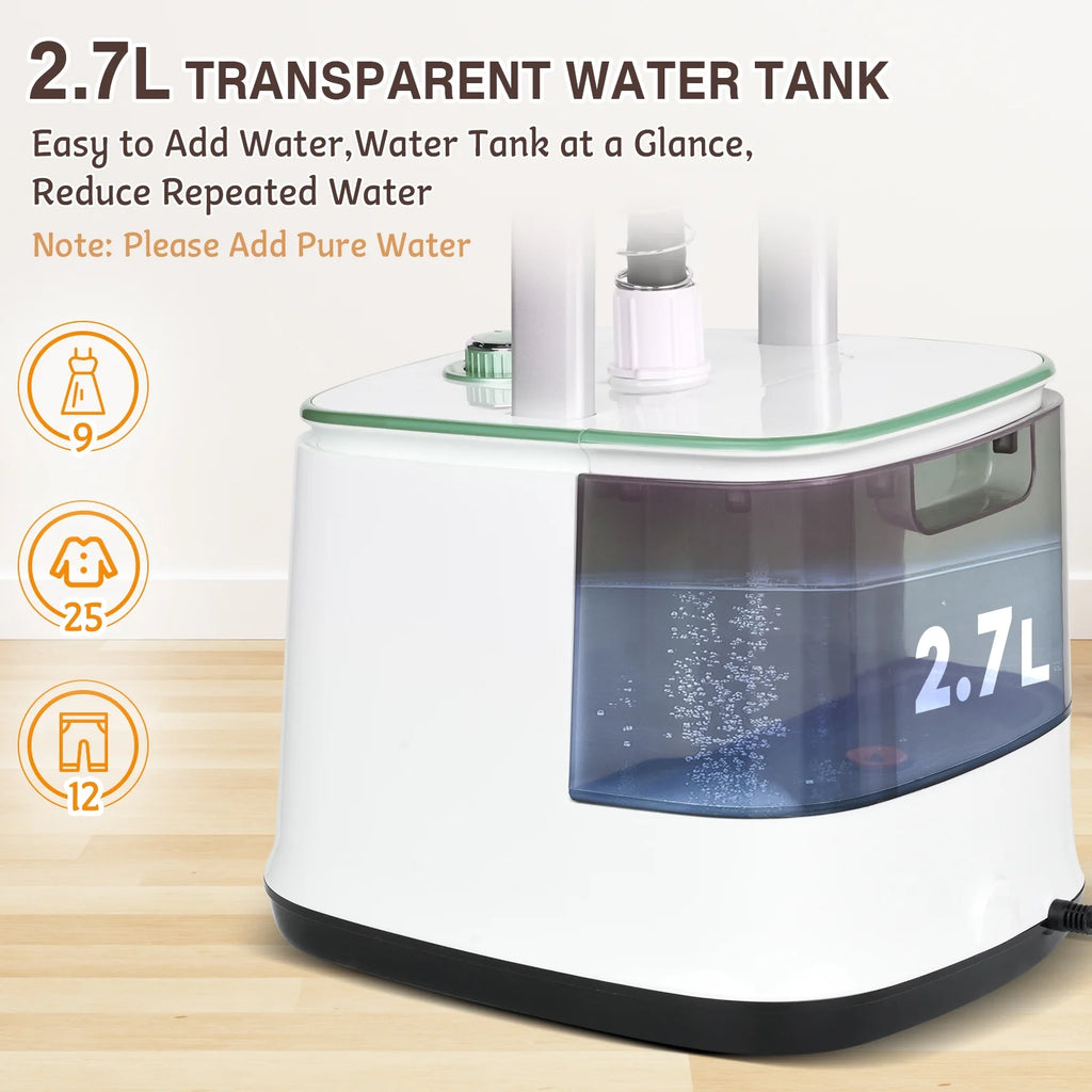 Advwin 2000W Garment Steamer for Clothes Standing, 10 Steam Levels, 2.7L Water Tank, Commercial and Household Use (Gold)