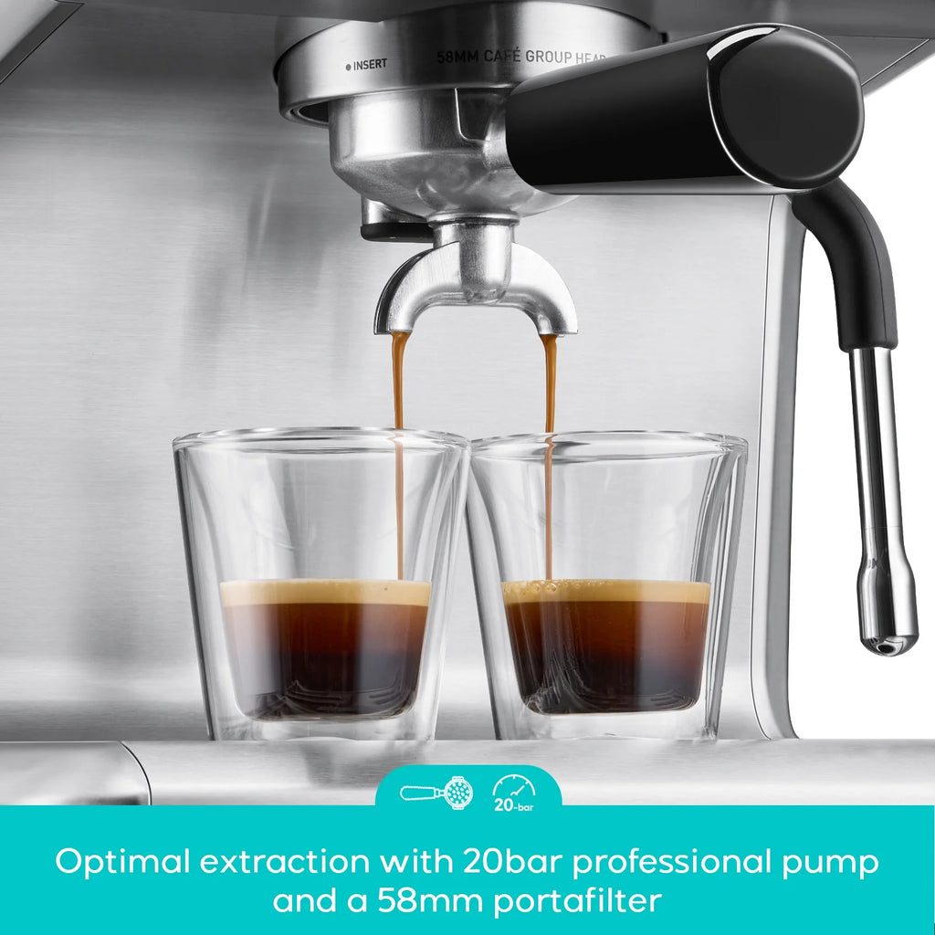 CASABREWS Ultra Semi-Automatic Espresso machine: 20 Bar, Stainless Steel, Milk Frother, Temperature Control - Americano, Latte, Cappuccino