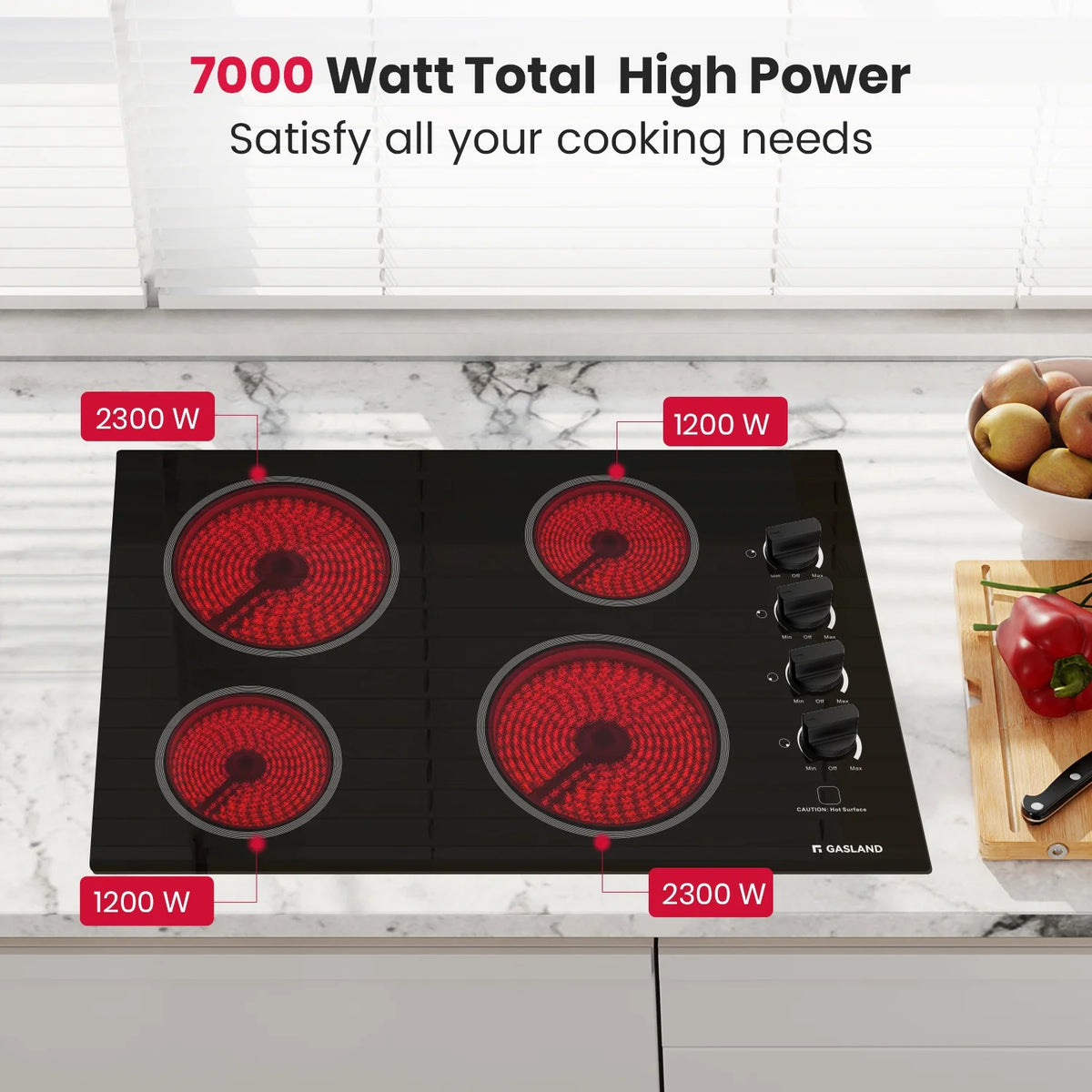 GASLAND Chef Pro 30 in Radiant Electric Cooktop with 4 Burners,  220V ETL Approved