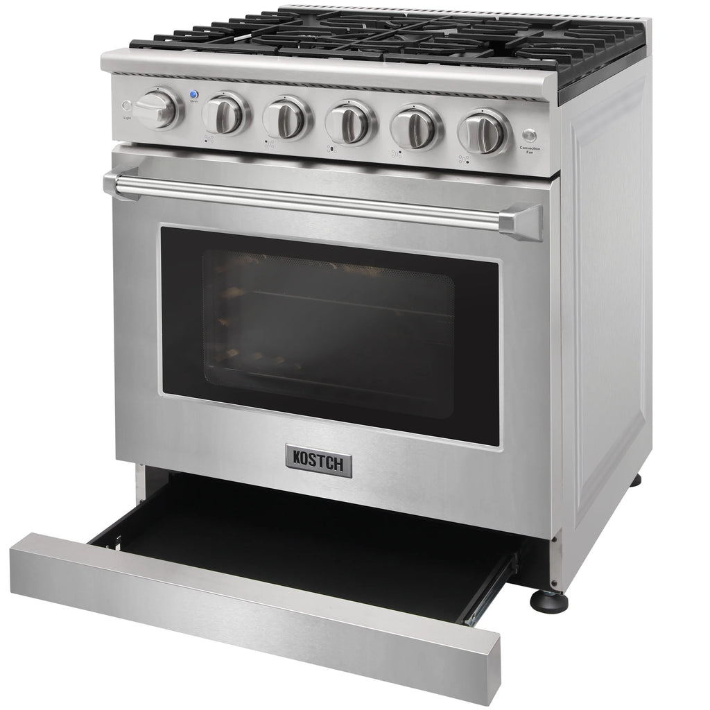 KOSTCH 30-in 5 burners 4.55-cu ft Convection Oven Freestanding Liquid Propane Gas Range ( Stainless steel )