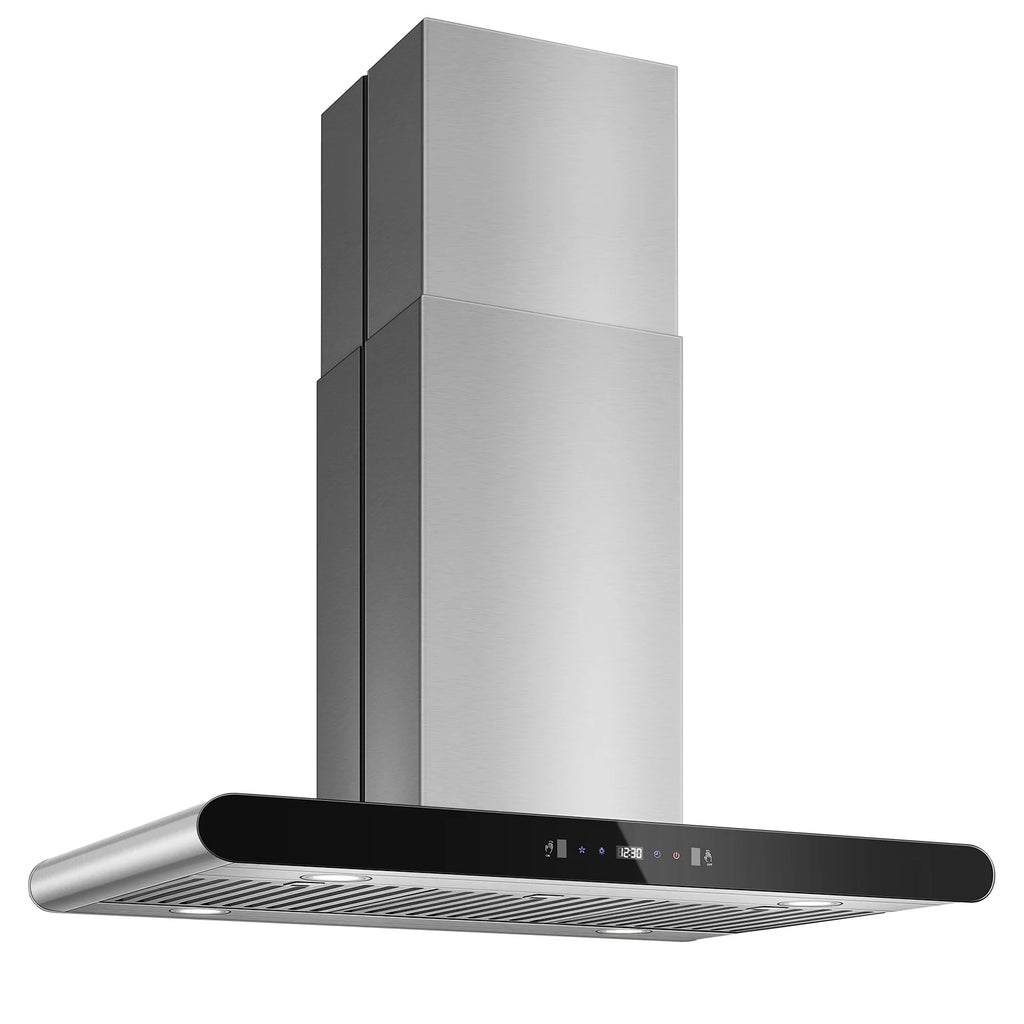 36" Island Range Hood 700CFM Stainless Steel with LED Lights, 3-Speed Touch Control & Delay Shutoff, Ducted/Ductless Convertible