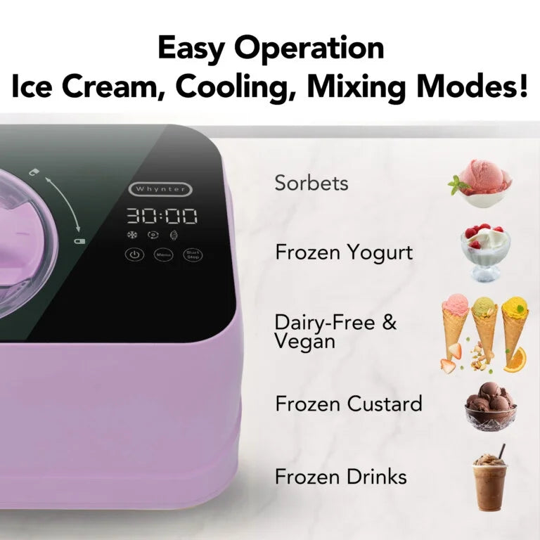 Whynter 0.8 Quart Compact Automatic Ice Cream Maker with Stainless Steel Bowl, Lilac Haze ICM-080-LH