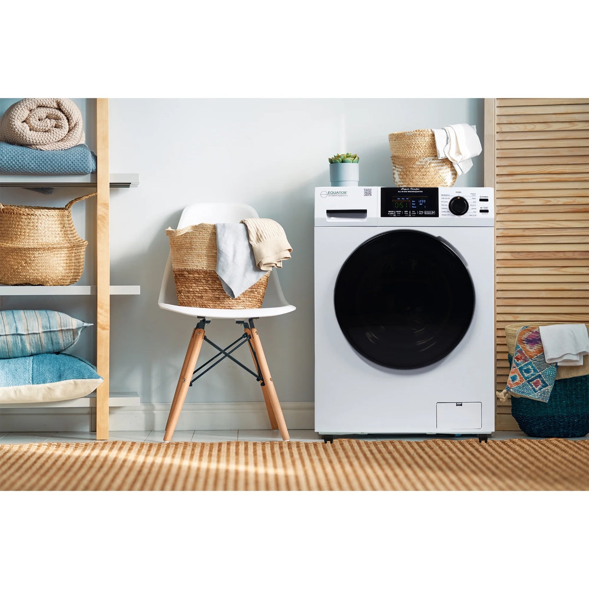 Equator 1.6cf 110V Vented/Ventless Sani Combo Washer Dryer Pet Cycle + Pedestal