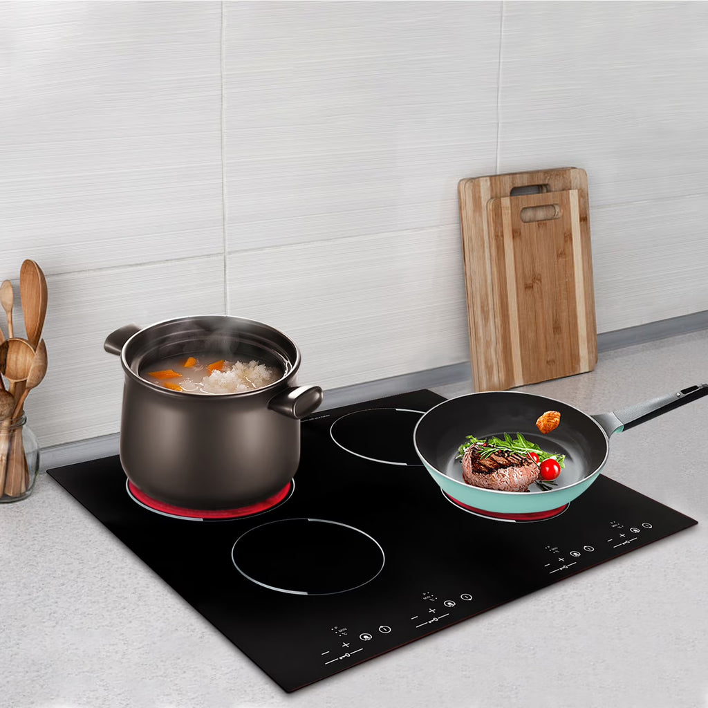 110V Electric Cooktop, Built-in Cooktop 3000W, Electric Stove Top with 4 Electric Burners, 9 Heating Level, Kid Safety Lock, Sensor Touch Control