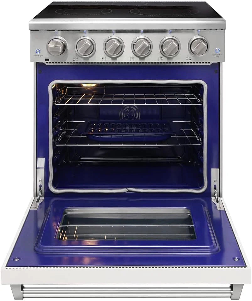 30 inch Professional Electric Range with 5 Heating Elements Cooktop, 4.55 Cu. Ft. Convection Oven Capacity, Smooth Glass Top, in Stainless Steel, KOS-30RE06H (Stainless Steel)