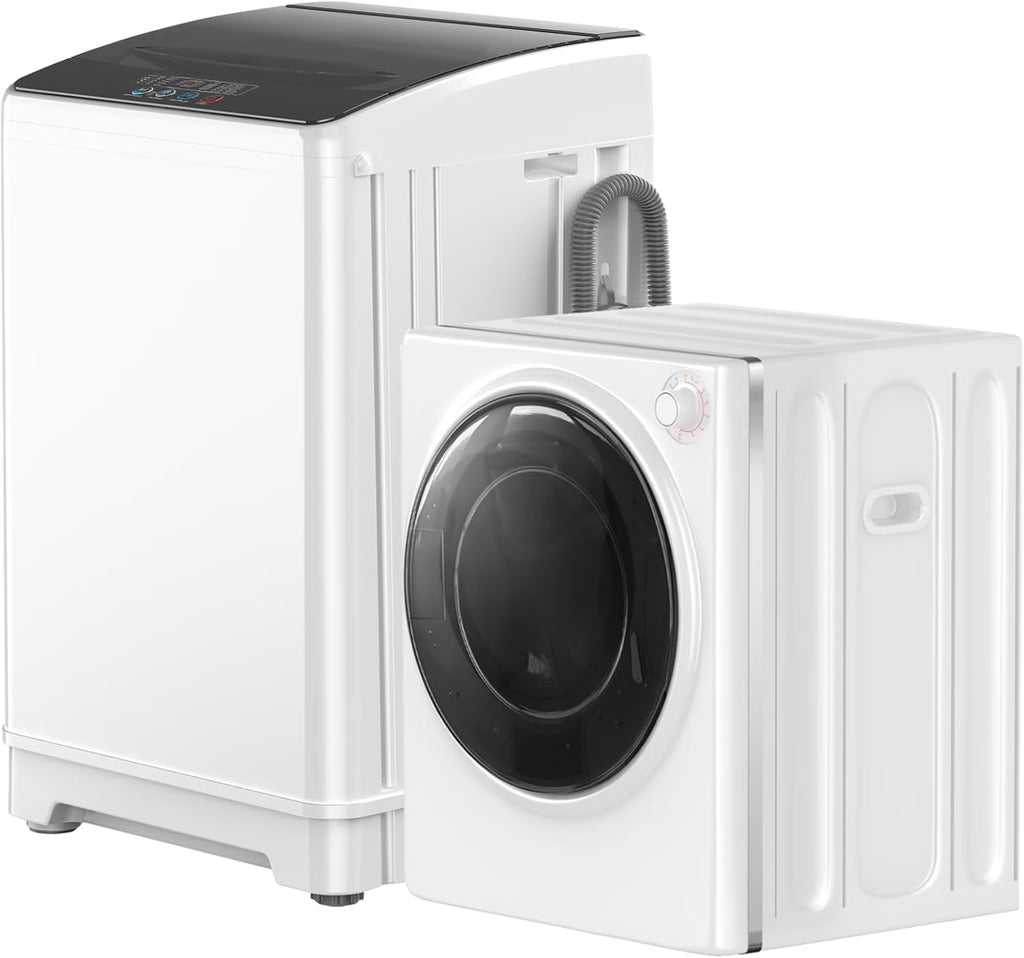 TABU Washer and Dryer Set, 19LBS Fully Automatic Washing Machine & 8.8LBS Clothes Dryer (White&White)