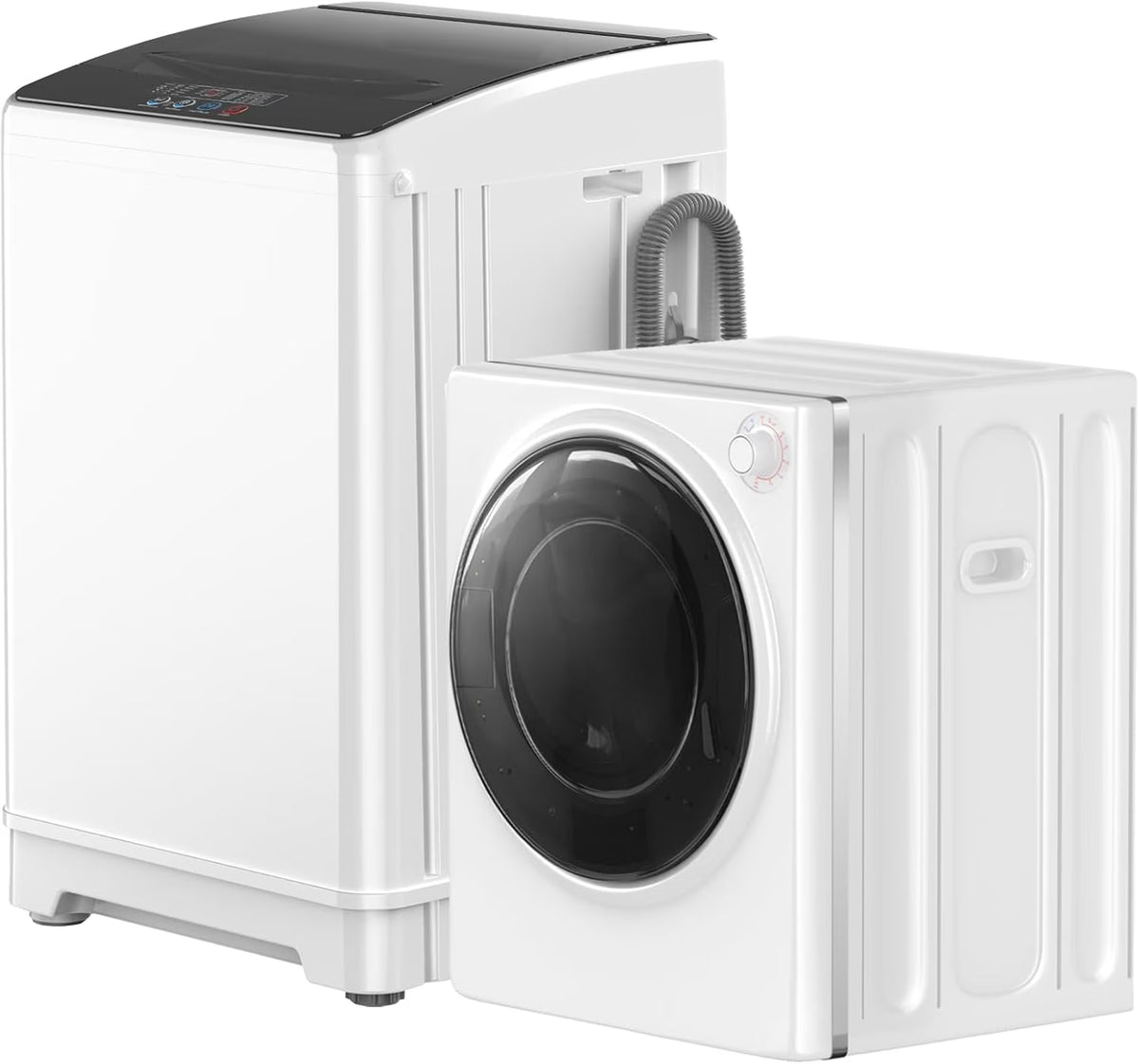 TABU Washer and Dryer Set, 19LBS Fully Automatic Washing Machine & 8.8LBS Clothes Dryer (White&White)