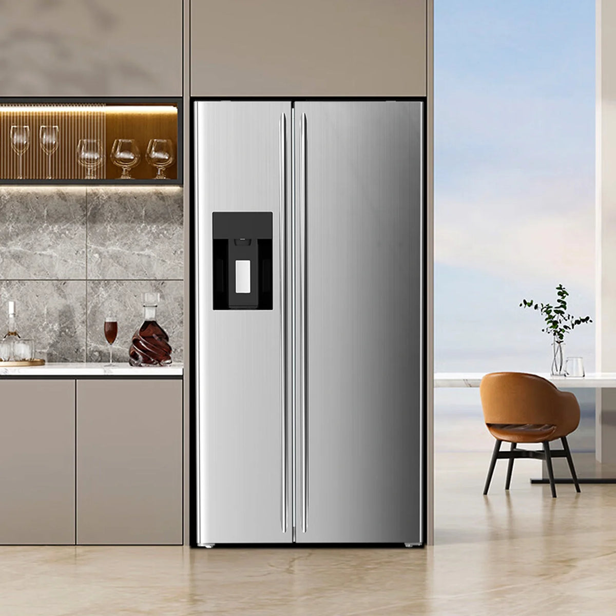 WAA 20 Cu.ft. Large Refrigerator, 2 French Door Stainless Steel