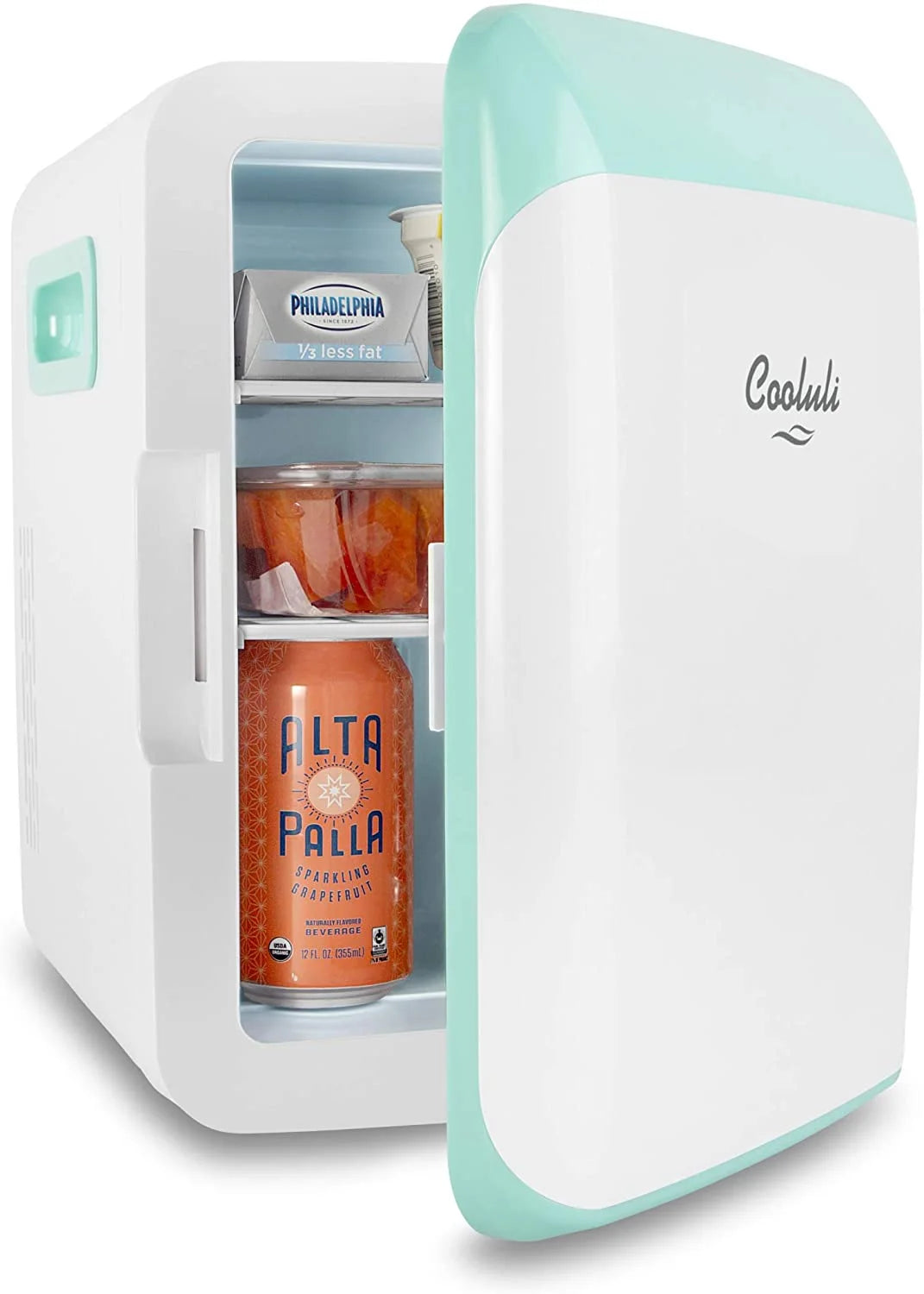 Cooluli Classic Turquoise 10 Liter Compact Portable Cooler Warmer Mini Fridge for Bedroom, Office, Dorm, Car - Great for Skincare & Cosmetics (110-240V/12V)