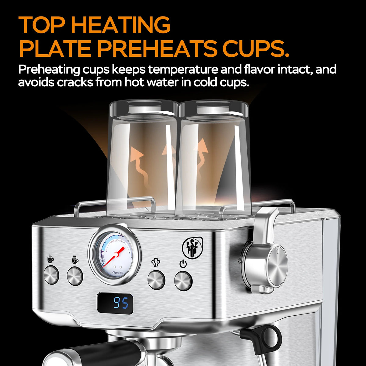 20 Bar Espresso Machine with Milk Frother, Single & Double Shot, ESE Pod Compatible, Removable Water Tank for Cappuccino, Latte, & Machiato for Home Barista