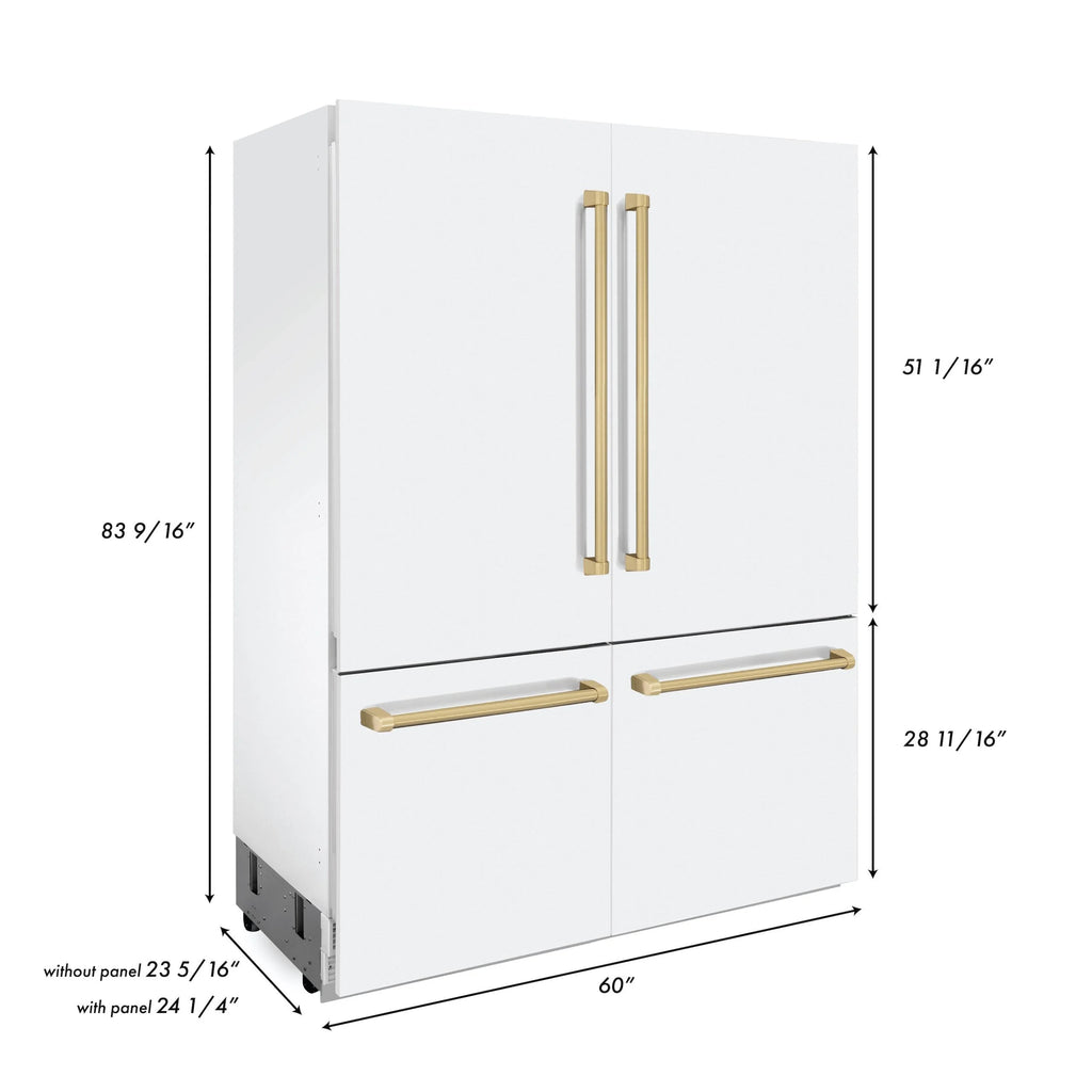 ZLINE KITCHEN AND BATH RBIVZWM60CB french door built in refrigerator