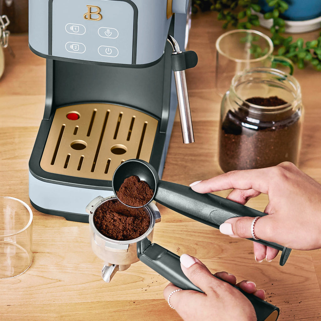 Beautiful Slim Espresso Machine with 20-Bar Pressure, Black Sesame by Drew Barrymore
