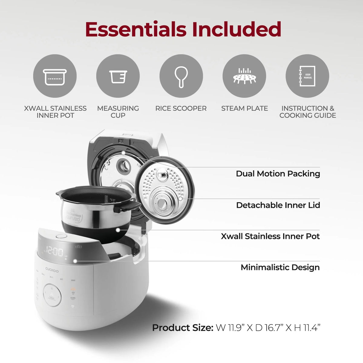 Cuckoo 10 Cup Dry Induction Heating Twin Pressure Rice Cooker with Micom Logic Tech, Nonstick Pot, Warmer, 25 Menu Modes and Voice Guide in White (CRP-LHTR1009FW)