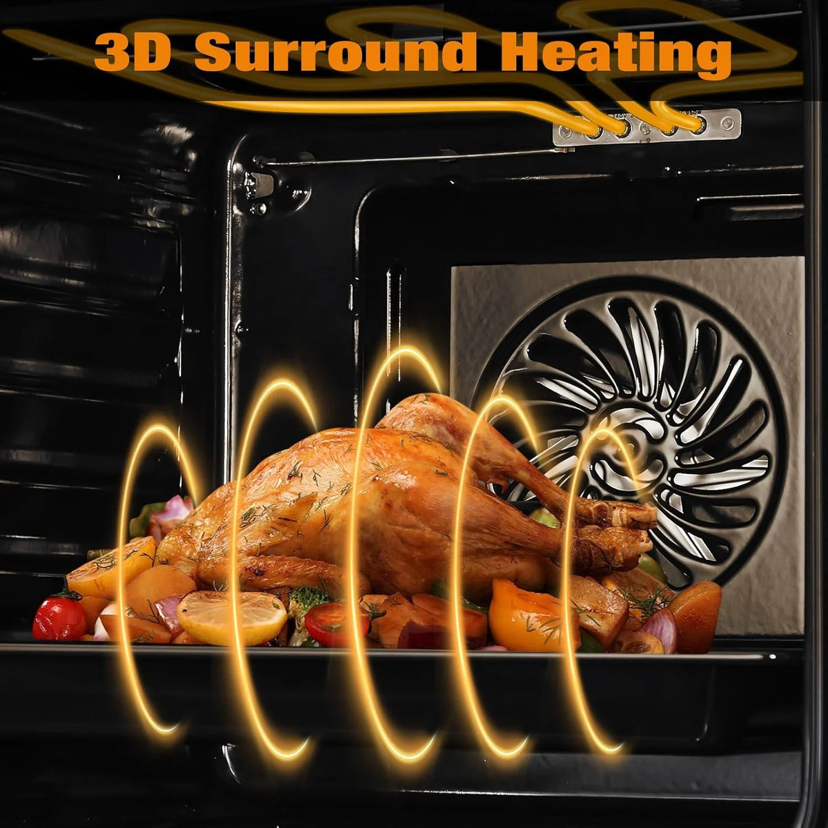 24" Electric Single Wall Oven with 8 Baking Modes 2.5Cu.ft Built-in Electric Convection Oven with Air Frying Function 3D Surround Heating with Double-Layered Glass Door 3000W Silver