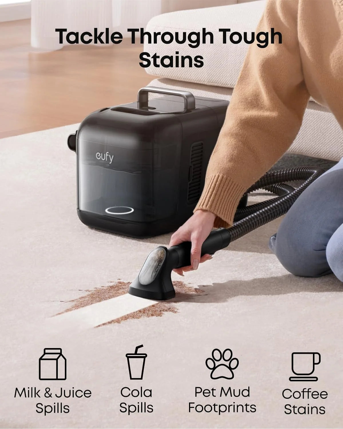 eufy Robot Vacuum Omni E28, HydroJet System , Portable Deep Cleaner, Turbo Suction, DuoSpiral? Detangle Brushes, CornerRover? Arm