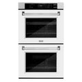 ZLINE 30 in. Professional Convection Double Wall Oven with Air Fry and Self Clean in DuraSnow Stainless Steel with White Matte Doors (WADS-WM-30)