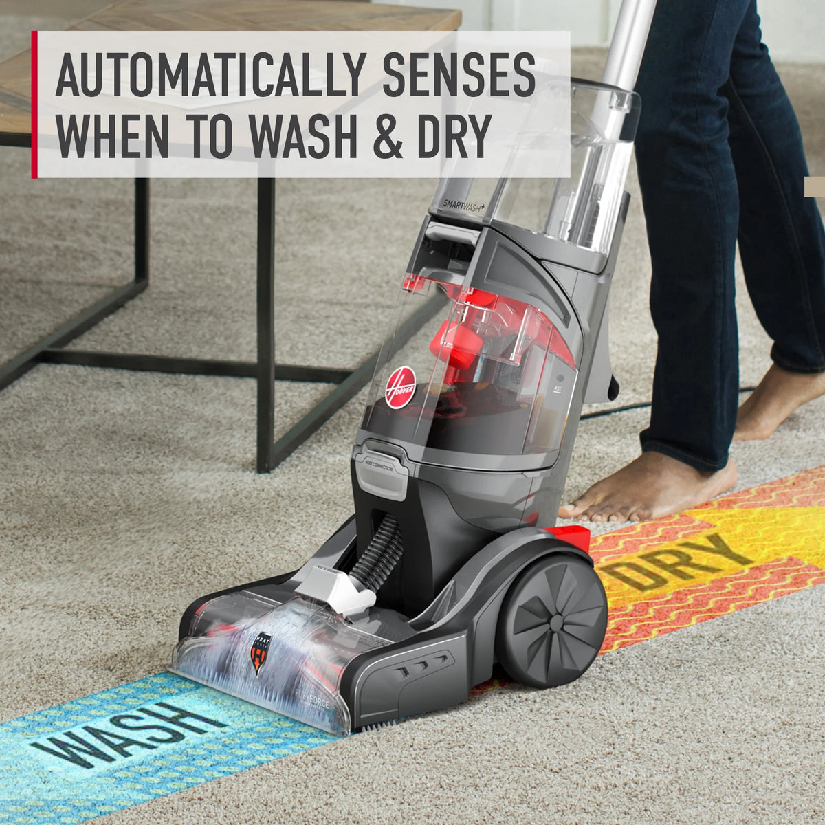 Hoover SmartWash Essentials Automatic Upright Carpet Cleaner Machine, for Carpet & Upholstery, Quick Dry Mode, Upholstery Tool Attachment, FH52110