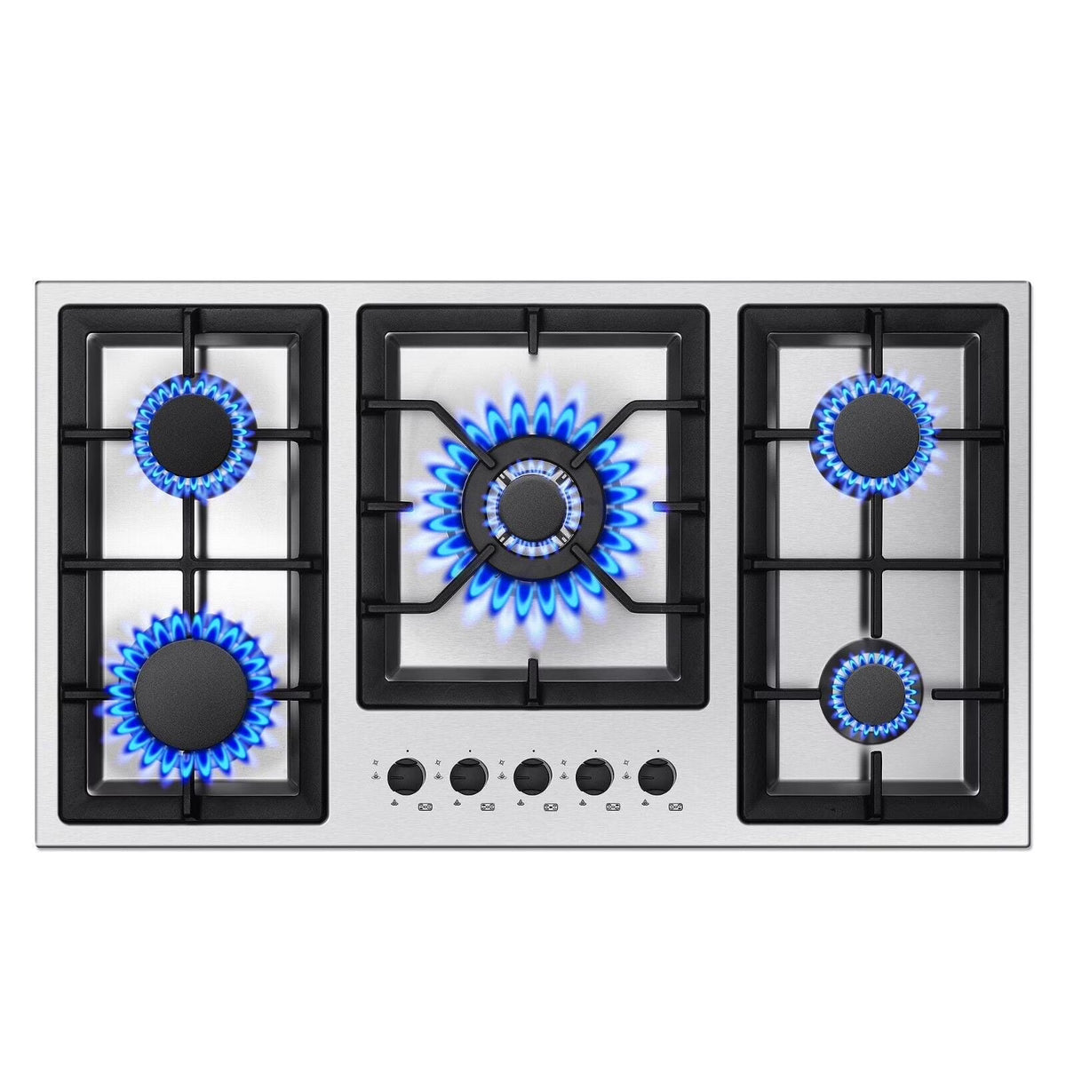 Amzgachfktch 36 Inch Gas Cooktop 5 Burner Built in Stainless with Thermocouple Protection, LPG/Natural Gas Convertible