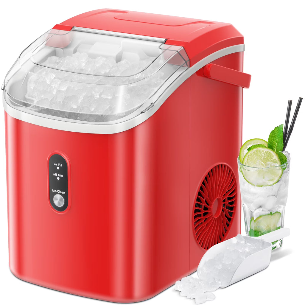 Electactic Nugget Ice Maker Countertop, 35lbs/24H, Self-Cleaning, Pebble Portable Ice Machine with Handle (White)